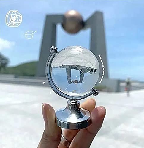 Globo Terráqueo De Cristal Con Base Plata - 6.5x4 Cm, Decorativo Para Escritorio