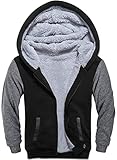 SWISSWELL Boys Fleece Hoodie Full Zip Hooded Sweatshirt with Thick Sherpa Lined (B-Black/Gray,8-9)