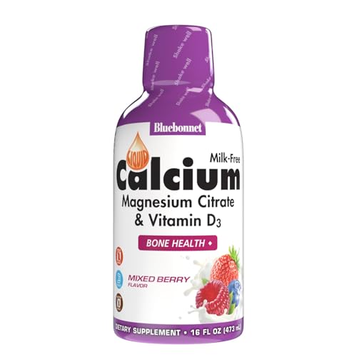 Bluebonnet Nutrition Liquid Calcium Citrate Magnesium Vitamin D3 Bone Health Gluten Free Soy Free Milk Free Kosher 16 fl oz 32 Servings Mixed Berry Flavor