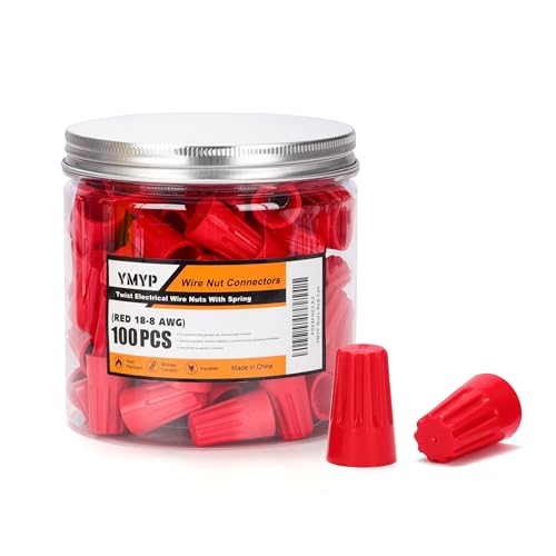 Image of 100PCS Wire Nut Connector - AWG 18-8 Red - Insulated Insert Twist Electrical Wire Terminal with Spring, Portable Wire Caps for Quick Connection