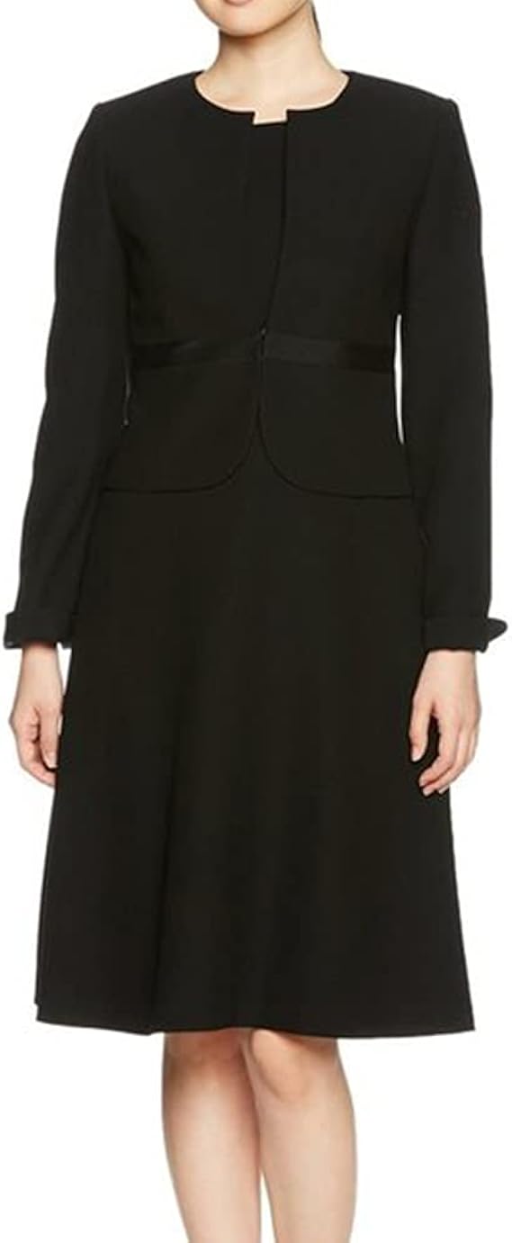 Amazon Co Jp アオキ Aoki 取り外しリボン ノーカラージャケット 5分袖ワンピース アンサンブル ブラックフォーマル 礼服 クロ 11 ファッション