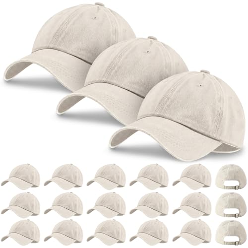 Image of Bonuci 24 /50 Pack Vintage Baseball Hat Bulk Washed Baseball Cap Adjustable Cotton Golf Hats for Men Women Sports