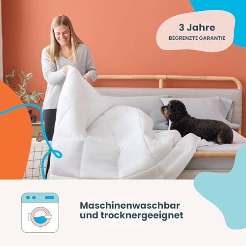 Linenspa Bettdecke für Doppelbett, weiße Daunen, Alternative für alle Jahreszeiten, Mikrofaser, Doppelbettgröße, Box genäht – Ansicht 6