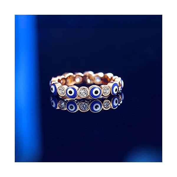 Puerzi-Evil-Eye-RingRose-Gold-Plated-Ring-Suitable-for-Women-GirlsSize-6-to-10 Puerzi Evil Eye Ring,Rose Gold Plated Ring Suitable for Women Girls,Size 6 to 10 (Gold, 9)