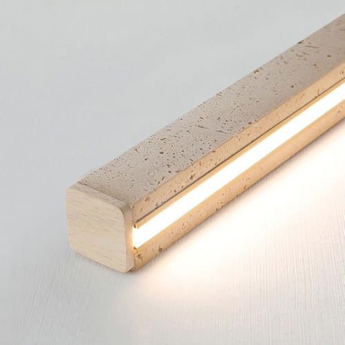 Lampe suspendue linéaire LED en pierre et bois nordique à intensité variable