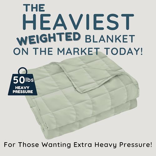 Image of HomeSmart 50 lbs Weighted Blanket King Size, Heaviest Blanket, Fits Standard and California King Beds, 88x104, Sage Green