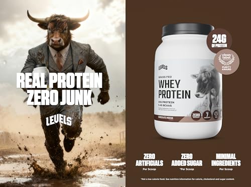 Image of Levels Grass Fed Whey Protein Powder, No Artificials, 24G of Protein, Chocolate Mocha, 2LB