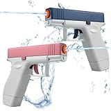 2 Pack Water Gun Squirt Guns for Kids - Mini Water Blaster Soaker 100cc Capacity Water Pistol Toys, Ideal Summer Gifts for Swimming Pool Beach Outdoor Water Toys for Boys Girls (Blue Pink)