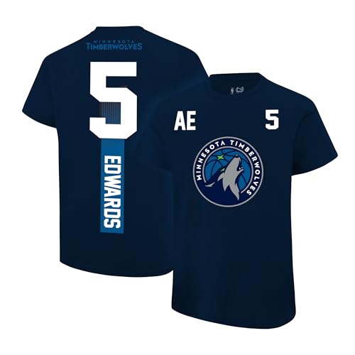 Ultra Game Youth NBA Official Standard Super Soft Fly High Players T-Shirt, Minnesota Timberwolves, Anthony Edwards, Team Color, 5-6