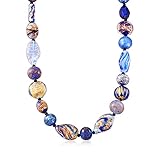 Ross-Simons Italian Multicolored Murano Glass Bead Necklace in 18kt Gold Over Sterling. 20 inches