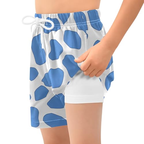 Toddler Boys Swimwear Swim Trunks with Compression Liner 4T Cow Blue2