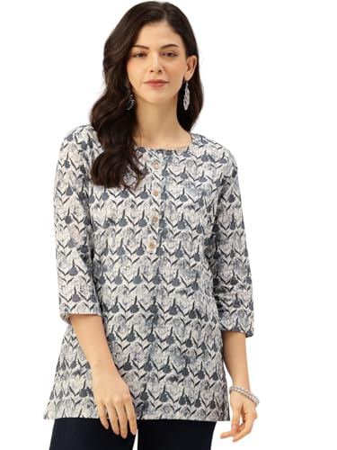 Image of feranoid Printed Top with Round Neck & 3 /4 Sleeves (S-XXL)