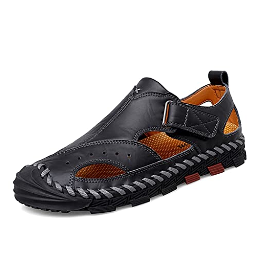Sandals Breathable Hand Sewn Casual Shoes Large Size Youth Men's Casual Shoes Beach Shoes(D,45 Code)