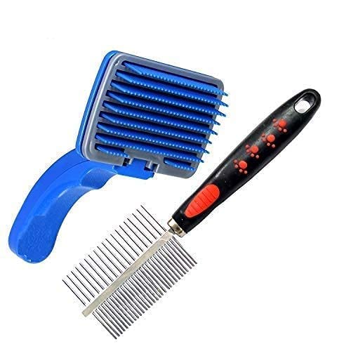 Dog Trust 2 in 1 Pet Comb Pack Adjustable Dog/Puppy/Kitten/Cat Brush/Pet Comb for Grooming Cum Massager and Safety from Mites/Lice/Ticks Combo Pack of 2 Comb