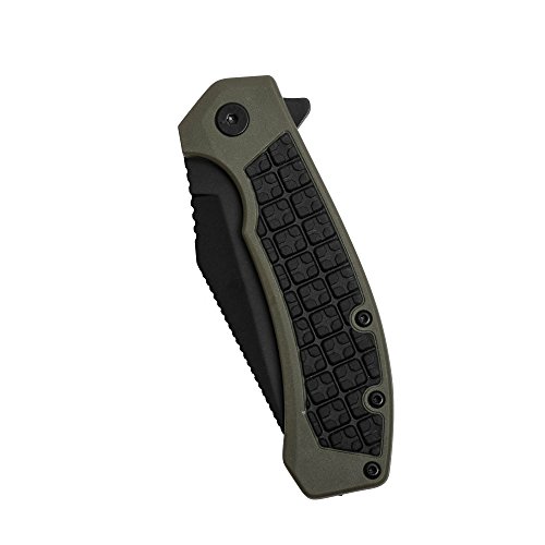 Kershaw Faultine Pocketknife (8760); 3-Inch 8Cr13Mov Blade With Kvt Manual Open, Black Oxide Coating And Rubber Overmold, Olive Handle, Pocketclip #TOP5
