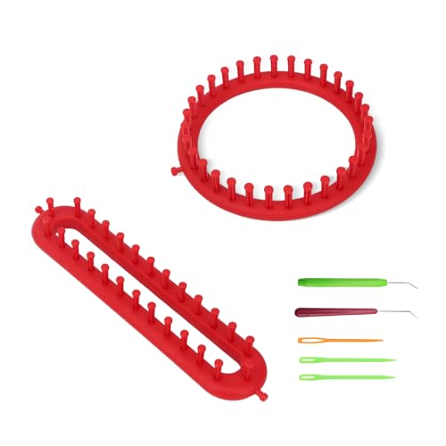 RFYTDCF 2 Stück Strickrahmen, Rot Strickbrett 19 cm Rund und...