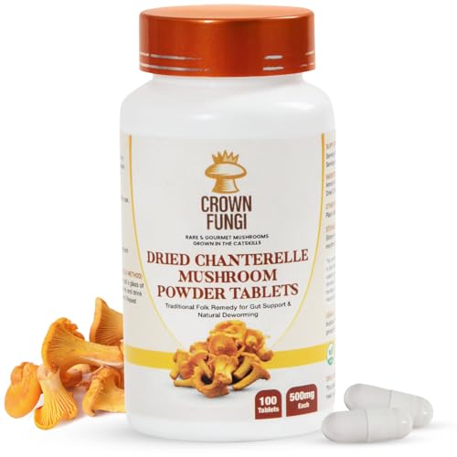Crown Fungi Dried Chanterelle Mushroom Powder capsules, Convenient Tablet Format for Busy...