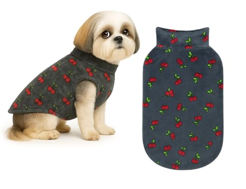 Image of The Pets Company Dog Winter Coat Jacket, Clothes, Windproof, Reversible, Light Weight, Washable, Ultra Warm Thick Fleece Lined Dog Vest for Cold Weather Protection, (Grey Cherry, Small - 14 Inch)