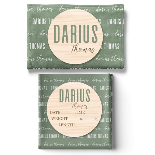 Hickory Hollow Designs Personalized Baby Swaddle, Custom Name Blanket, Nursery