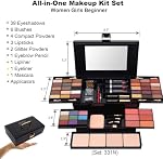 coliusa 58 Colors Professional Makeup Kit for Women, Full Kit with Eye Shadow, Blush, Lipstick, Compact Powder, Mascara, Eyeliner, Lip Liner, Eyebrow Pencil, Glitter Powder (331N)