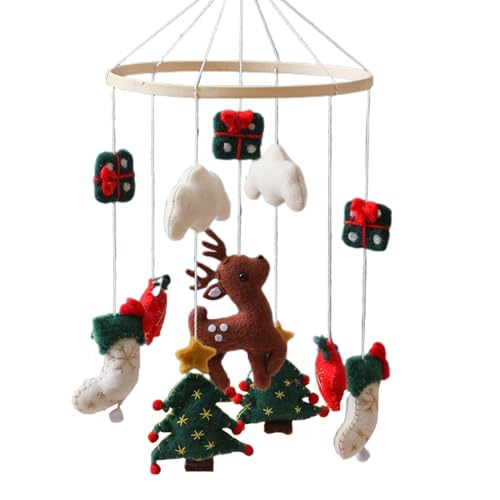 Nudorpn Cuna móvil para cuna, cuna de Navidad móvil para cuna | Lindo fieltro reno árbol de Navidad decoración para la pared