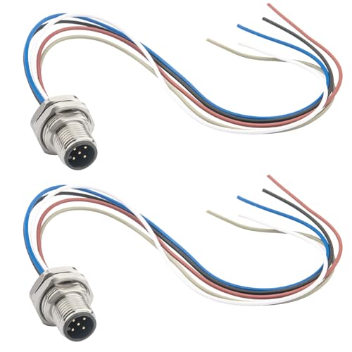 Cable conector aviación M12 5 pines macho 0.2m, pack 2 miniatura 1