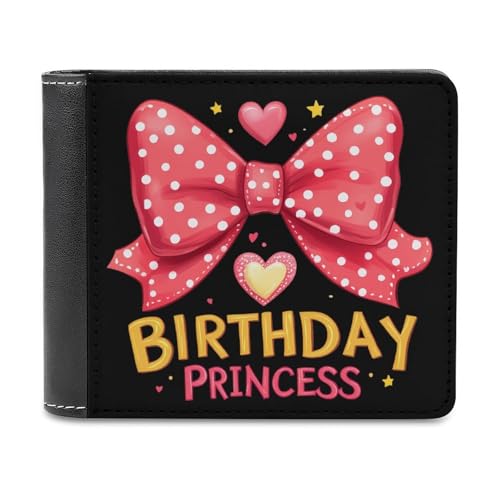 Birthday Princess Bifold Wallet PU Leather Front Pocket Slim Credit Card Holder Coin Purse for Women Men