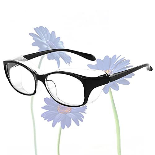 Anti Fog Safety Glasses Goggles Blue Light Blocking Clear Lens with Side Shields for Women Men Eye Protection Black
