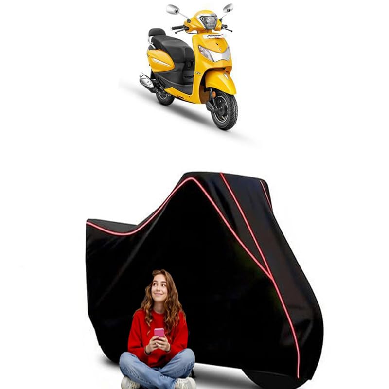 Image of Pleasure Plus Xtec Scooty Bike Cover Water Resistant Outdoor Use Universal Fit Scooters Motorcycles Heavy Duty UV Protection Dust Rain Scratch Resistant Elastic Bottom Black Blue Piping