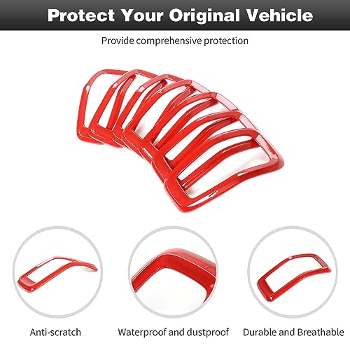 Image of CheroCar for Jeep Cherokee Front Grille Cover Grill Frame Trim Inserts Fits for 2014-2018 Jeep Cherokee,Red
