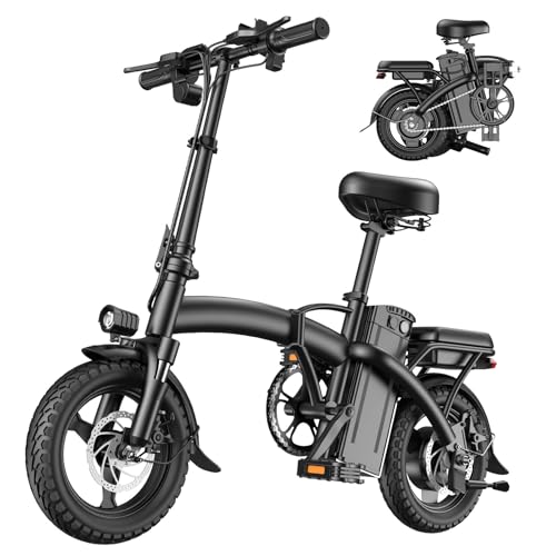 H14-A Electric Bike for Adults, PEAK 1000W Foldable Electric Bike with 48V 10A (480WH) Battery, 25MPH E Bike, 45 Miles(PAS) E-Bike, Folding Electric Bikes for Adults, 14" Folding Ebike for Teens