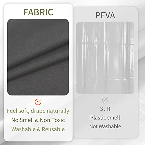 Image of ALYVIA SPRING Extra Long Fabric Shower Curtain or Liner Dark Gray, 72x84 | 3 Magnets, Soft Cloth & Hotel Quality, Machine Washable, Light-Weight, Extra Long Size