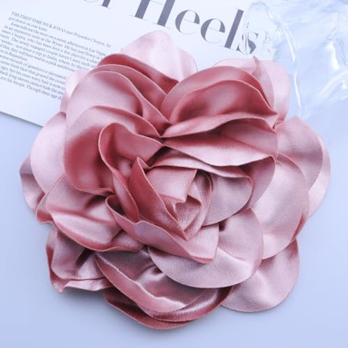 Image of Large Fabric Rose Flower Brooch Lapel Pins for Women Bride 7.5in Big Satin Camellia Flower Brooches Pin Dress Suit Ceremony Accessories Wedding Prom Jewelry Gifts