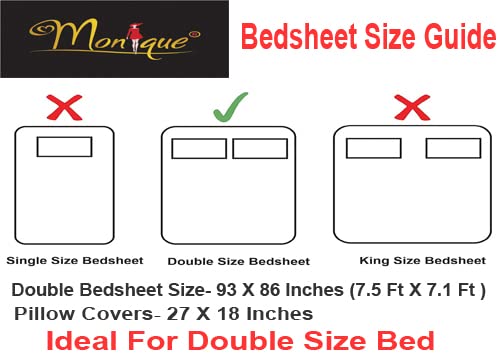 Image of Monique Bedsheet Set | 144 TC Cotton Bedsheet for Double Bed with 2 Pillow Cover
