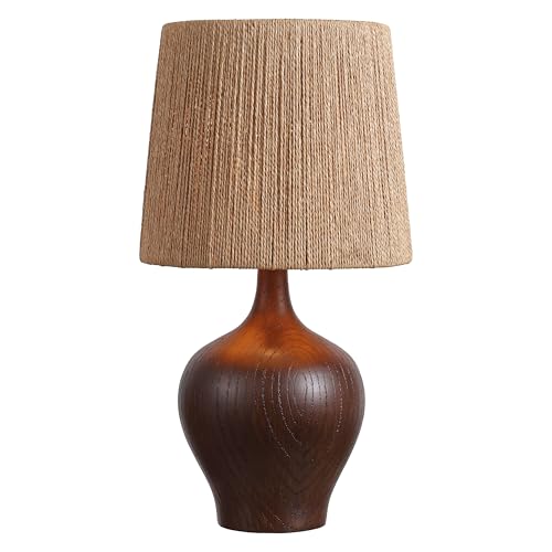 JONATHAN Y Eben Farmhouse Gourd Table Lamp 23", Dark Brown Wood Finish