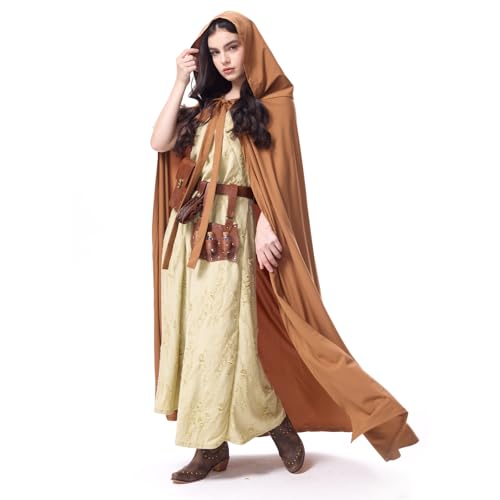 Crazycos Mittelalter Kleidung Kostüm Damen Set Corsagenkleid Damen Ärmellos mit Schnürung für Fasching Halloween XL