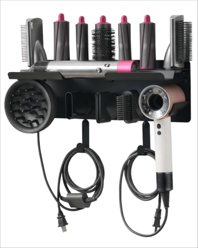 Dyson Airwrap Holder Wall Mount 2in1 Dyson Airwrap Organizer and Dyson Hair Dryer Holder Dyson Hair Dryer Stand Compatible with Dyson Airwrap Styler & Supersonic Nural Black BANJEKT