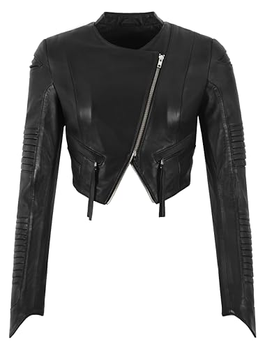 Veste courte en cuir boléro noir slim style gothique pour femme 6890