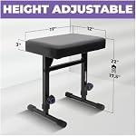 Liquid Stands Piano Bench Adjustable Stool – Music Keyboard Bench Seat for Piano Keyboard Stand with Black Padded Cushion for Musicians Piano Stool Chair (PU Leather)