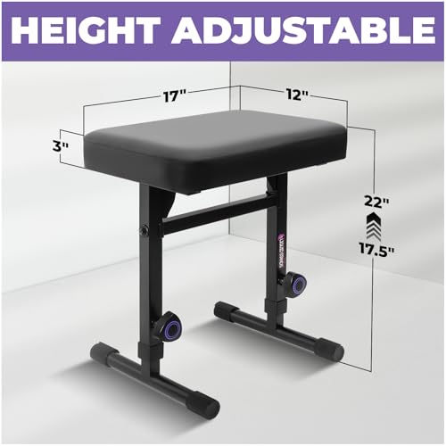 Liquid Stands Piano Bench Adjustable Stool – Music Keyboard Bench Seat for Piano Keyboard Stand with Black Padded Cushion for Musicians Piano Stool Chair (PU Leather)