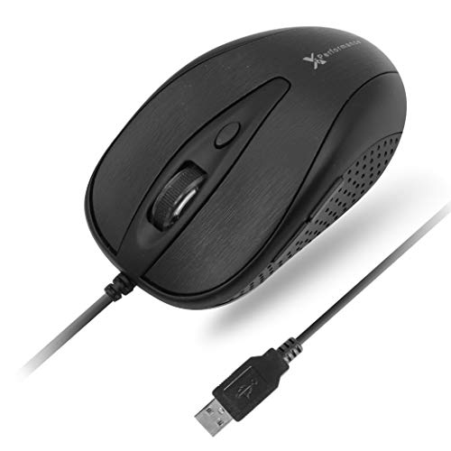 X9 Performance USB Wired Mouse for Laptop - 6 Button With Side Buttons and Up to 3200 DPI - Comfortable Soft Click Corded for Chromebook and PC/Mac - Matte Black