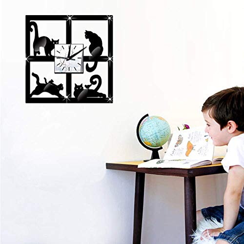 Horloge murale acrylique chat salon chambre décoration 30cm - 7