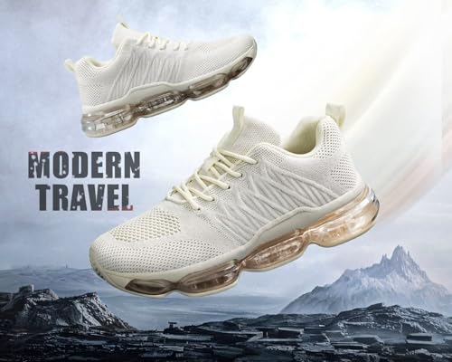 Image of Womens Air Cushion Running Shoes Walking Jogging Fitness Gym Fashion Sneakers Lace Up Casual Comfortable Work Tennis Sport Athletic Trainers