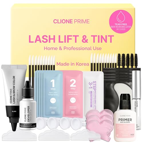 Korean At Home Lash Lift and Color Kit – Temporary Eyelash & Eyebrow Color, Dark Brown, Naturally Fades Within 1-2 Weeks, Gentle Vitamin C Formula