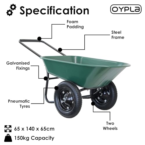 Oypla Heavy Duty Plastic Two Wheeled 70L Yard Garden Wheelbarrow Pneumatic Tyre 2 Oypla Heavy Duty Plastic Two Wheeled 70L Yard Garden Wheelbarrow Pneumatic Tyre - Image 2