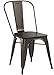 DHP Fusion Metal Dining Chair with Wood Seat, Distressed Metal Finish for Industrial Appeal, Set of two, Bronze