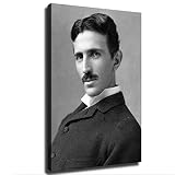 Nikola Tesla Portrait Print Poster Canvas Painting Print Framed Wall Art Modern Classroom Kitchen Be
