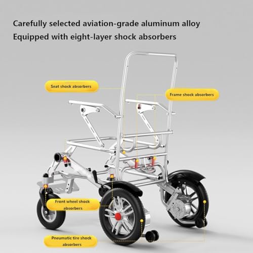Silla de Ruedas eléctrica portátil, Plegable, Ligera y automática para Personas Mayores, con Motor de Alta Capacidad para facilitar el Transporte y el Almacenamiento.