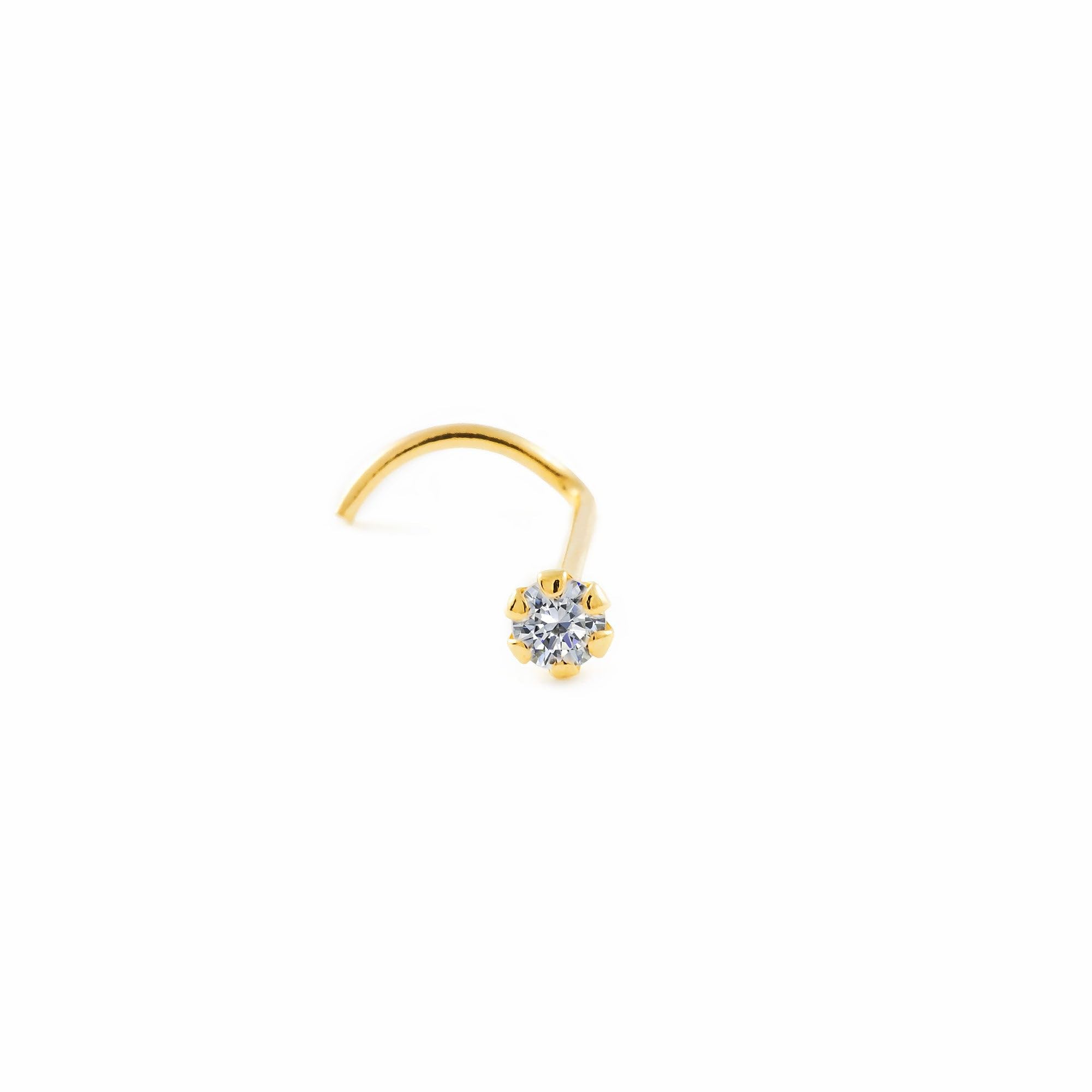 Piercing Oro Nariz garra con circón 2 mm (9kts) - Estuche Regalo - Certificado de Garantía - Mondepetit