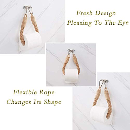 Amerla 2 Piece Nautical Rope Toilet Paper Holder Vintage Wall-Mounted Towel Rack Ocean Beach Bathroom Home Decor - Image 3